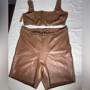 Skims faux leather bike shorts and Bralette‎ size 4XL NWT